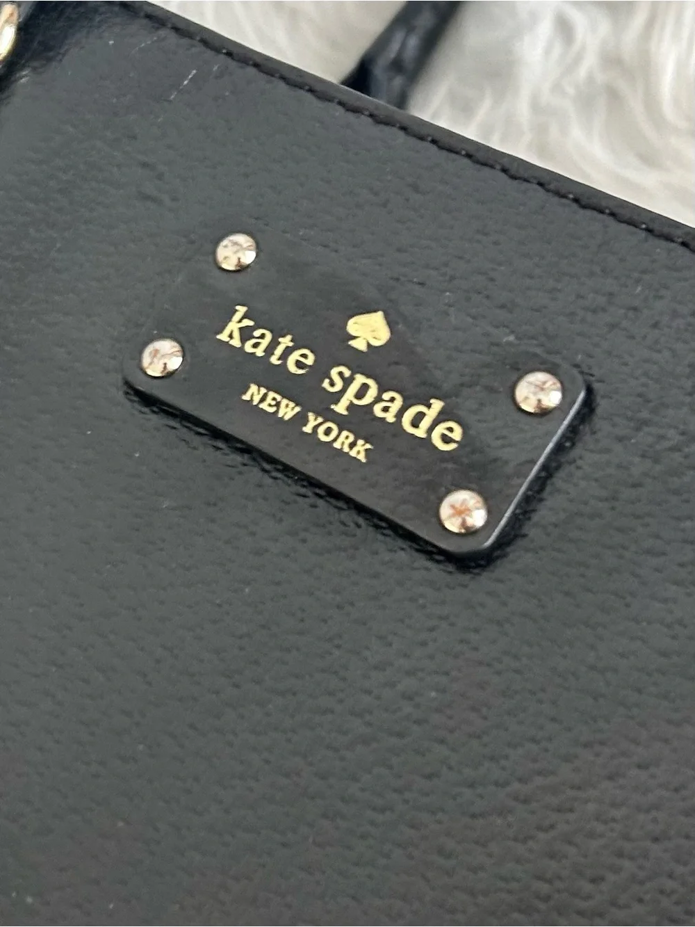 Kate Spade Black Pebbled Leather Zip Top Tote Shoulder Work Laptop Bag
